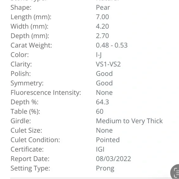 Beautiful Pear Shaped Diamond Engagement Ring - Picture 4 of 9